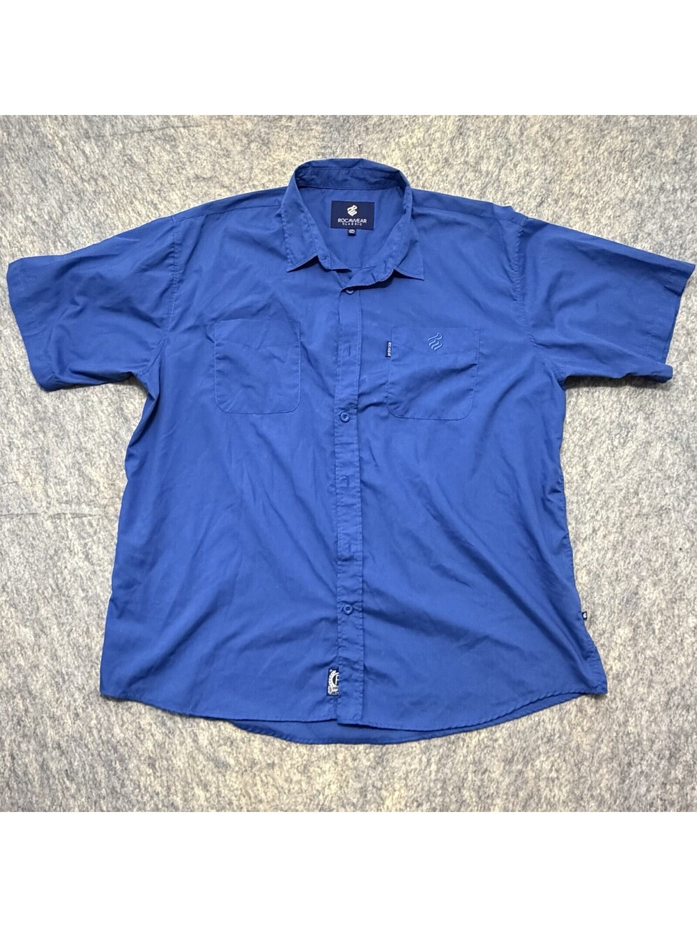 Rocawear Classic Men’s 3XB Blue Short Sleeve Button Up Shirt Hip Hop Y2K